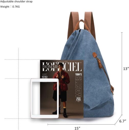 KL928 Canvas Vintage Backpack Large Casual Daypack Outdoor Travel Rucksack Hiking Backpacks for Men Women - Image 2