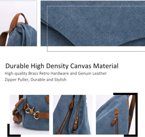 KL928 Canvas Vintage Backpack Large Casual Daypack Outdoor Travel Rucksack Hiking Backpacks for Men Women - Image 3