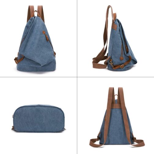 KL928 Canvas Vintage Backpack Large Casual Daypack Outdoor Travel Rucksack Hiking Backpacks for Men Women - Image 5