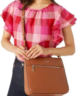 Kate Spade New York crossbody bag for women Leila top zip purse handbag for women, Warm ginger, Medium