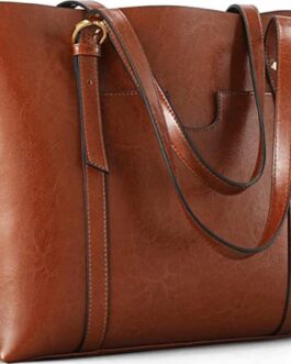 Kattee Genuine Leather Women Tote Bag Soft Handbags Vintage Shoulder Purses Fashion Top Handle Bag Large Capacity