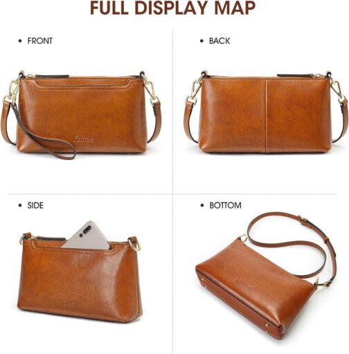 Kattee Leather Crossbody Bags for Women Trendy, Small Shoulder Purses and Handbags, Wristlet Clutch Wallet with 2 Straps - Image 6