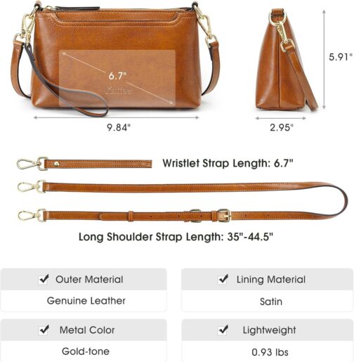 Kattee Leather Crossbody Bags for Women Trendy, Small Shoulder Purses and Handbags, Wristlet Clutch Wallet with 2 Straps - Image 3
