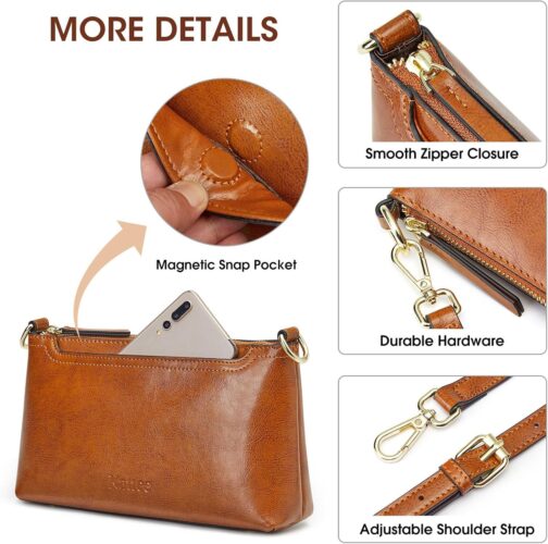 Kattee Leather Crossbody Bags for Women Trendy, Small Shoulder Purses and Handbags, Wristlet Clutch Wallet with 2 Straps - Image 5