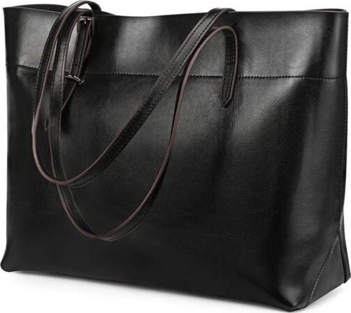 Kattee Vintage Genuine Leather Tote Shoulder Bag for Women Satchel Handbag with Top Handles