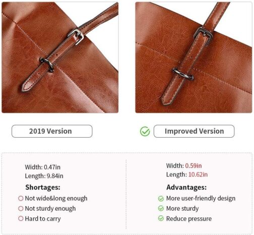 Kattee Vintage Genuine Leather Tote Shoulder Bag for Women Satchel Handbag with Top Handles - Image 6