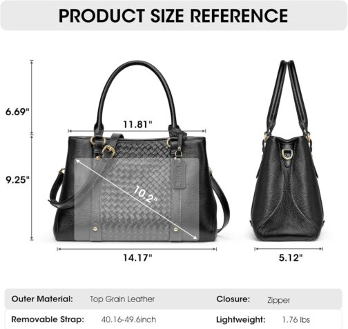 Kattee Women Soft Genuine Leather Satchel Bags Top Handle Crossbody Purses and Handbags Totes Shoulder Hobo - Image 3