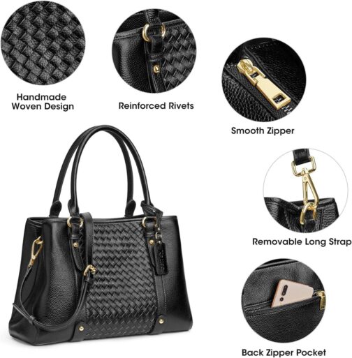 Kattee Women Soft Genuine Leather Satchel Bags Top Handle Crossbody Purses and Handbags Totes Shoulder Hobo - Image 5