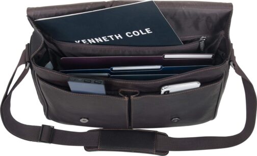 Kenneth Cole REACTION Risky Business Messenger Full-Grain Colombian Leather Crossbody Laptop Case and Tablet Day Bag - Image 7