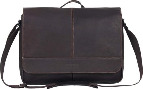 Kenneth Cole REACTION Risky Business Messenger Full-Grain Colombian Leather Crossbody Laptop Case and Tablet Day Bag