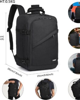 Kono Carry on Backpack, 16  Airplane Approved Under Seat Travel Backpack for Men and Women, Waterproof Lightweight Daypack for Flight 20L (Black, Small)