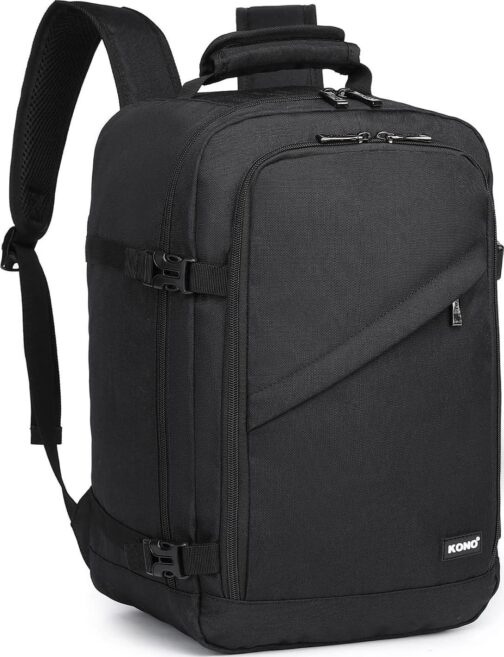 Kono Carry on Backpack, 16  Airplane Approved Under Seat Travel Backpack for Men and Women, Waterproof Lightweight Daypack for Flight 20L (Black, Small) - Image 4