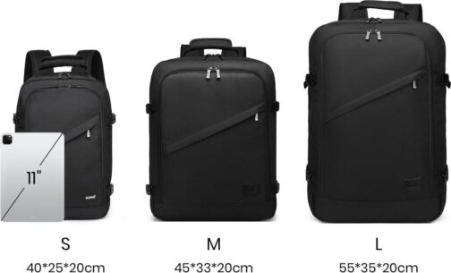 Kono Carry on Backpack, 16  Airplane Approved Under Seat Travel Backpack for Men and Women, Waterproof Lightweight Daypack for Flight 20L (Black, Small) - Image 3