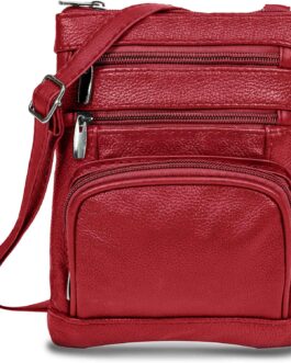 Krediz leather crossbody bags for women, Multi Pocket crossbody purse with Adjustable Strap, Soft and Durable Leather Purse