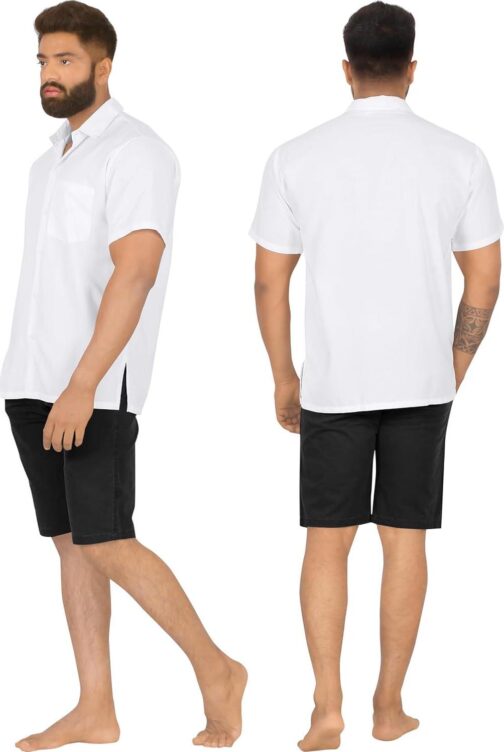 LA LEELA Mens Short Sleeve Button Down Casual Shirts Beach Summer Solid Work Shirt Vacation Camp Collared Shirts for Men - Image 4