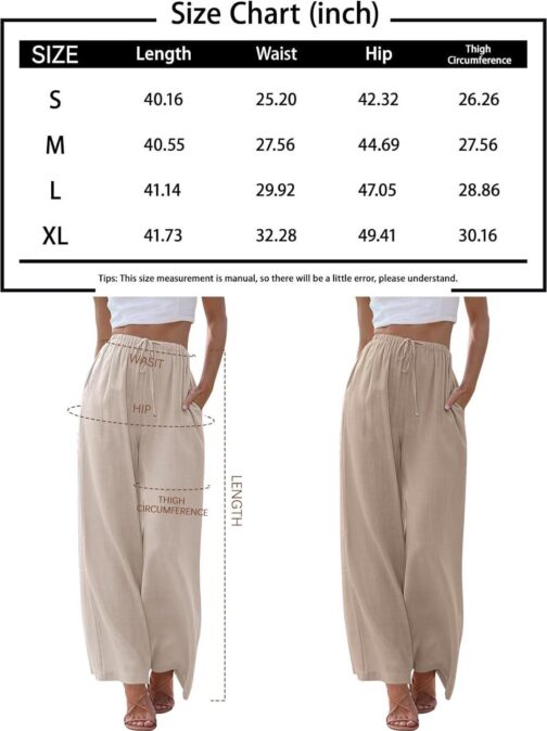LILLUSORY Women's Linen Summer Palazzo Pants Flowy Wide Leg Beach Pants with Pockets - Image 6