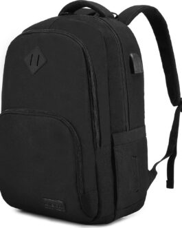 LOVEVOOK Black Backpack for Women Men, School Bookbag with Laptop Compartment for College Work Travel, Water Resistant Daypack, Fit 15.6  Laptop