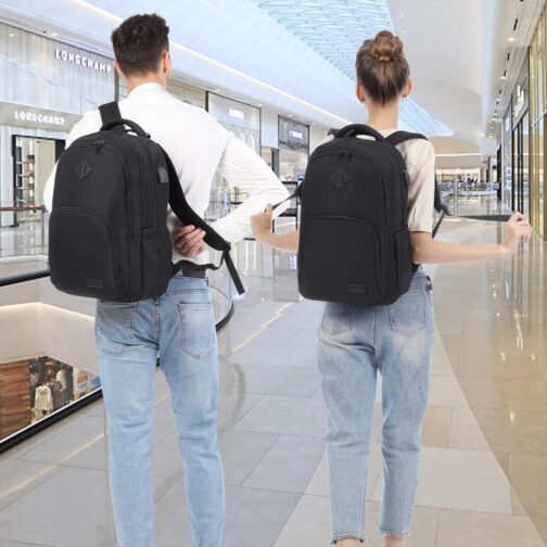 LOVEVOOK Black Backpack for Women Men, School Bookbag with Laptop Compartment for College Work Travel, Water Resistant Daypack, Fit 15.6  Laptop - Image 2