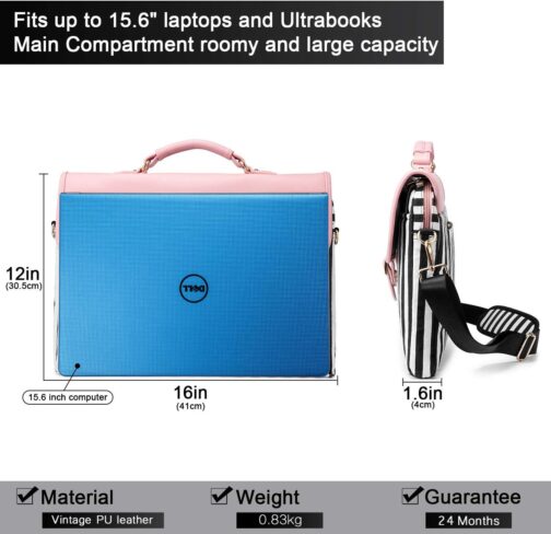 LOVEVOOK Computer Bag for Women Laptop Messenger Bag for Work College, Slim-Pink, 15.6-Inch - Image 3