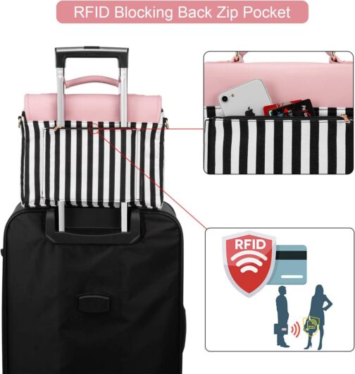 LOVEVOOK Computer Bag for Women Laptop Messenger Bag for Work College, Slim-Pink, 15.6-Inch - Image 5