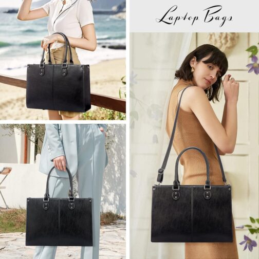 LOVEVOOK Laptop Bag for Women, 15.6 inch Laptop Tote Bag Vintage Work Bags for Women Computer Bag Office Briefcase Handbag - Image 6