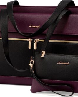 LOVEVOOK Laptop Bag for Women 15.6 Inch Laptop Tote Work Bag Professional Leather Computer Briefcase Waterproof Business Teacher Office Bag Handbag
