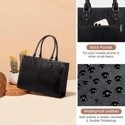 LOVEVOOK Laptop Bag for Women, 15.6 inch Laptop Tote Bag Vintage Work Bags for Women Computer Bag Office Briefcase Handbag - Image 5