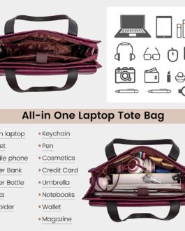 LOVEVOOK Laptop Bag for Women 15.6 Inch Laptop Tote Work Bag Professional Leather Computer Briefcase Waterproof Business Teacher Office Bag Handbag