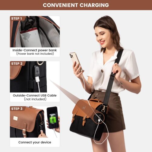 LOVEVOOK Laptop Bag for Women, 15.6 inch Large Capacity Computer Briefcase Case, Crossbody Messenger Shoulder Bag, Office Business Work Tote Bags Purse for Travel Gifts, Brown-black - Image 8