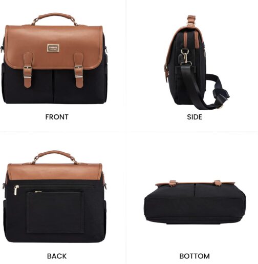 LOVEVOOK Laptop Bag for Women, 15.6 inch Large Capacity Computer Briefcase Case, Crossbody Messenger Shoulder Bag, Office Business Work Tote Bags Purse for Travel Gifts, Brown-black - Image 9