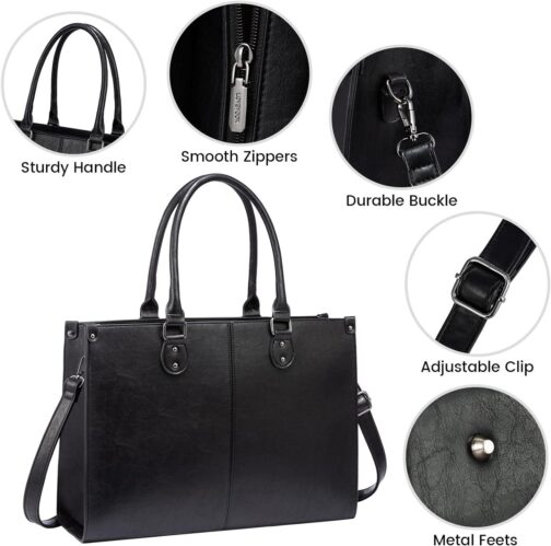 LOVEVOOK Laptop Bag for Women, 15.6 inch Laptop Tote Bag Vintage Work Bags for Women Computer Bag Office Briefcase Handbag - Image 4