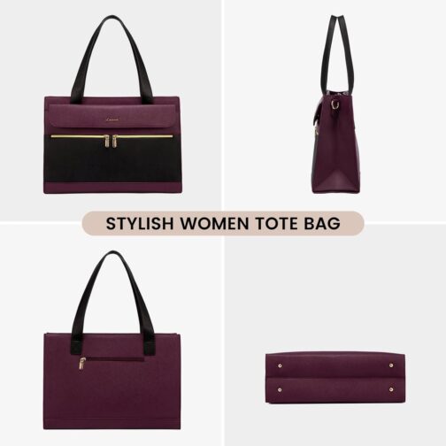 LOVEVOOK Laptop Bag for Women 15.6 Inch Laptop Tote Work Bag Professional Leather Computer Briefcase Waterproof Business Teacher Office Bag Handbag - Image 8