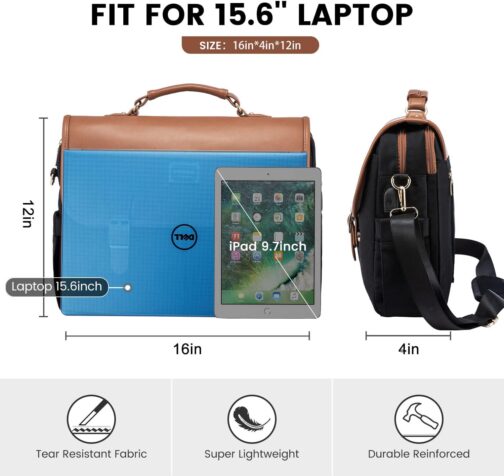 LOVEVOOK Laptop Bag for Women, 15.6 inch Large Capacity Computer Briefcase Case, Crossbody Messenger Shoulder Bag, Office Business Work Tote Bags Purse for Travel Gifts, Brown-black - Image 7