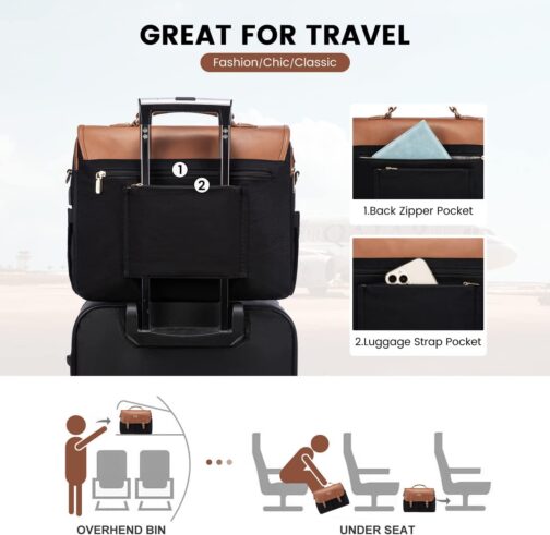 LOVEVOOK Laptop Bag for Women, 15.6 inch Large Capacity Computer Briefcase Case, Crossbody Messenger Shoulder Bag, Office Business Work Tote Bags Purse for Travel Gifts, Brown-black - Image 6