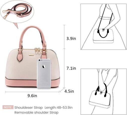 LOVEVOOK Purse for Women Small Crossbody Bags Classic Double Zip Top Handle Dome Satchel Bag - Image 3