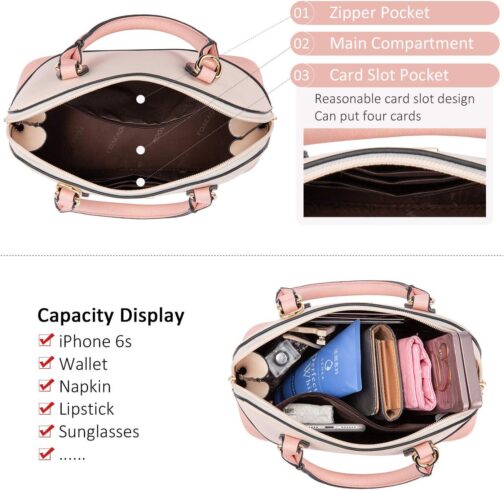 LOVEVOOK Purse for Women Small Crossbody Bags Classic Double Zip Top Handle Dome Satchel Bag - Image 4