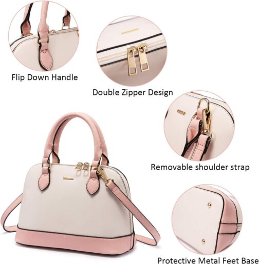 LOVEVOOK Purse for Women Small Crossbody Bags Classic Double Zip Top Handle Dome Satchel Bag - Image 5
