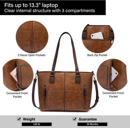 LOVEVOOK Purses Tote Bag for Women, Handbags Large Shoulder Bag, Leather Work Bags with Multi-Pockets, Designer Hobo Satchel - Image 7