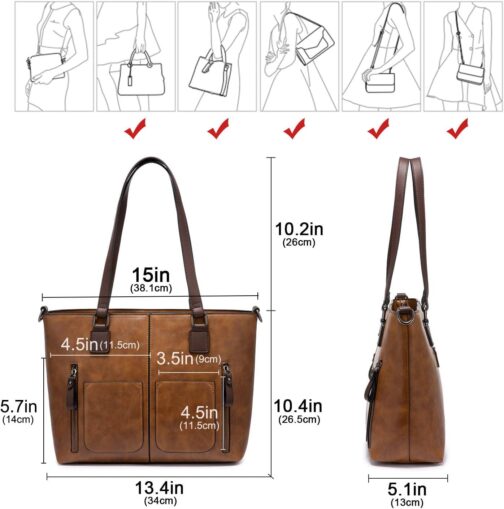 LOVEVOOK Purses Tote Bag for Women, Handbags Large Shoulder Bag, Leather Work Bags with Multi-Pockets, Designer Hobo Satchel - Image 5