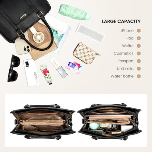 LOVEVOOK Purses and Handbags for Women, PU Leather Tote Top Handle Satchel Shoulder Bags for Shopping, Work, Date - Image 5