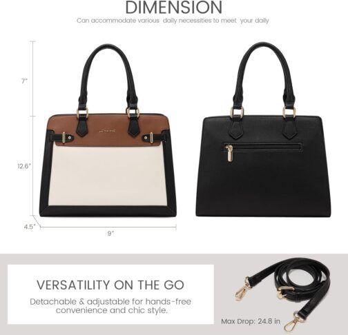 LOVEVOOK Purses and Handbags for Women, Tote Shoulder Bag Satchel Black Purse and PU Leather Top Handle for ladies - Image 3