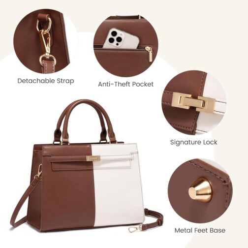 LOVEVOOK Purses and Handbags for Women PU Leather Multiple Pockets Satchel Shoulder Bags Top Handle Tote Bag for Ladies - Image 5