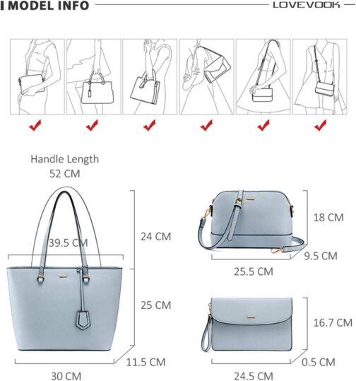 LOVEVOOK Purses for Women Fashion Handbag Set Tote Bags Shoulder Bag Top Handle Satchel Bags - Image 5