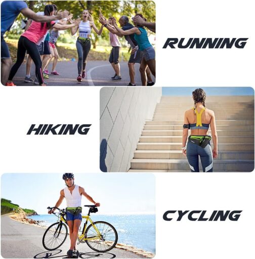 Labeol Running Belt with Water Bottles Adjustable 2 Zipper Pockets Running Waist Pack Hydration Bag for Men and Women Running Fanny Pack with Water Bottles for Running Hiking Climbing Jogging (Green) - Image 7