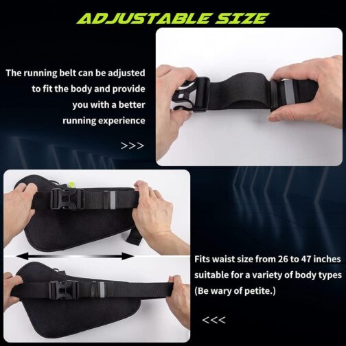 Labeol Running Belt with Water Bottles Adjustable 2 Zipper Pockets Running Waist Pack Hydration Bag for Men and Women Running Fanny Pack with Water Bottles for Running Hiking Climbing Jogging (Green) - Image 4