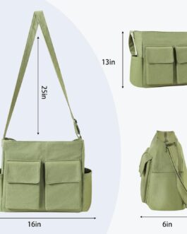 Laptop Messenger Bag for Women Men, Canvas Tote Cross-body Shoulder Bag with Laptop Sleeve, Canvas Messenger Bag for Work