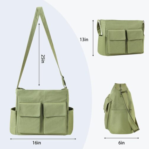 Laptop Messenger Bag for Women Men, Canvas Tote Cross-body Shoulder Bag with Laptop Sleeve, Canvas Messenger Bag for Work - Image 2