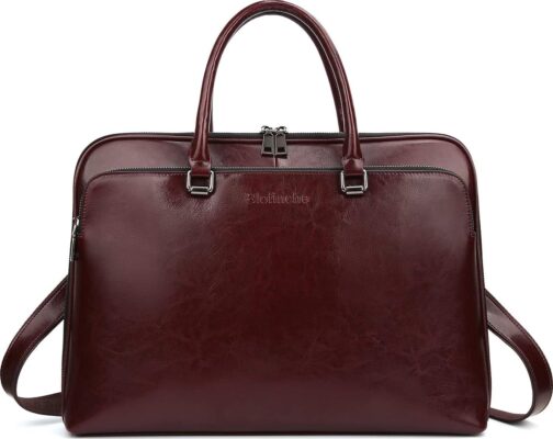Laptop Messenger shoulder bag: Genuine Leather work Briefcase 13.3 15.6 inch designer handbag