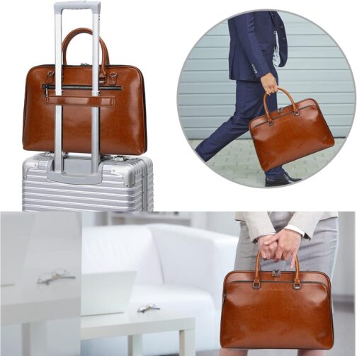Laptop Messenger shoulder bag: Genuine Leather work Briefcase 13.3 15.6 inch designer handbag - Image 5