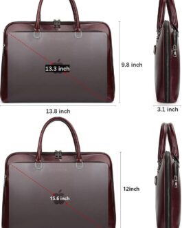 Laptop Messenger shoulder bag: Genuine Leather work Briefcase 13.3 15.6 inch designer handbag